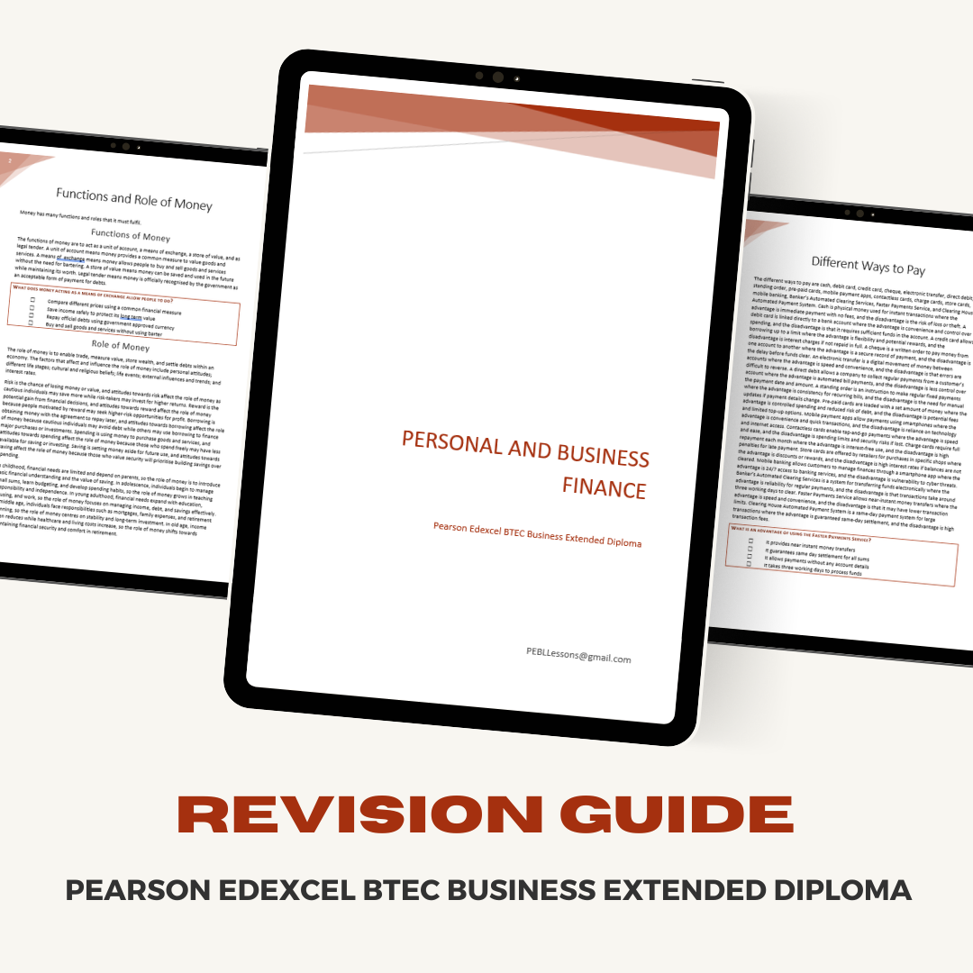 Pearson Edexcel BTEC Business Extended Diploma Revision Guide | Personal and Business Finance