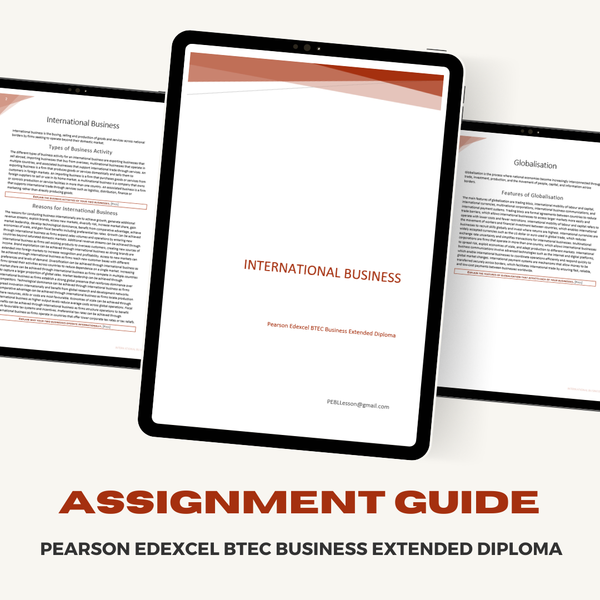 Pearson Edexcel BTEC Business Extended Diploma Assignment Guide | International Business