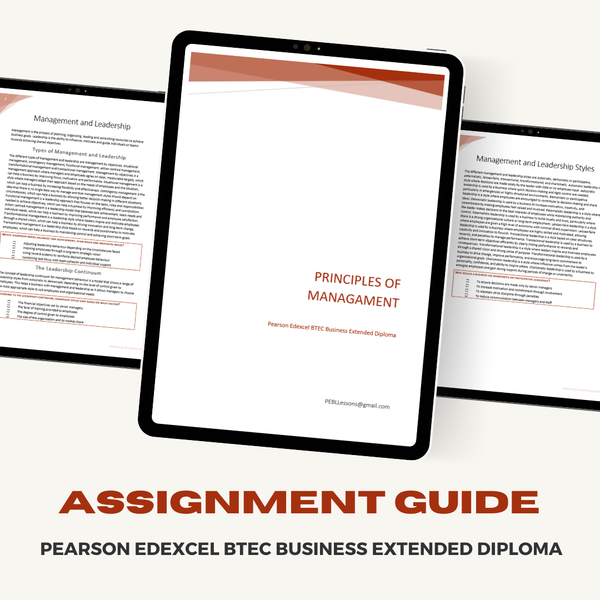 Pearson Edexcel BTEC Business Extended Diploma Assignment Guide | Principles of Management