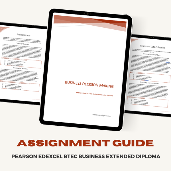 Pearson Edexcel BTEC Business Extended Diploma Assignment Guide | Business Decision Making
