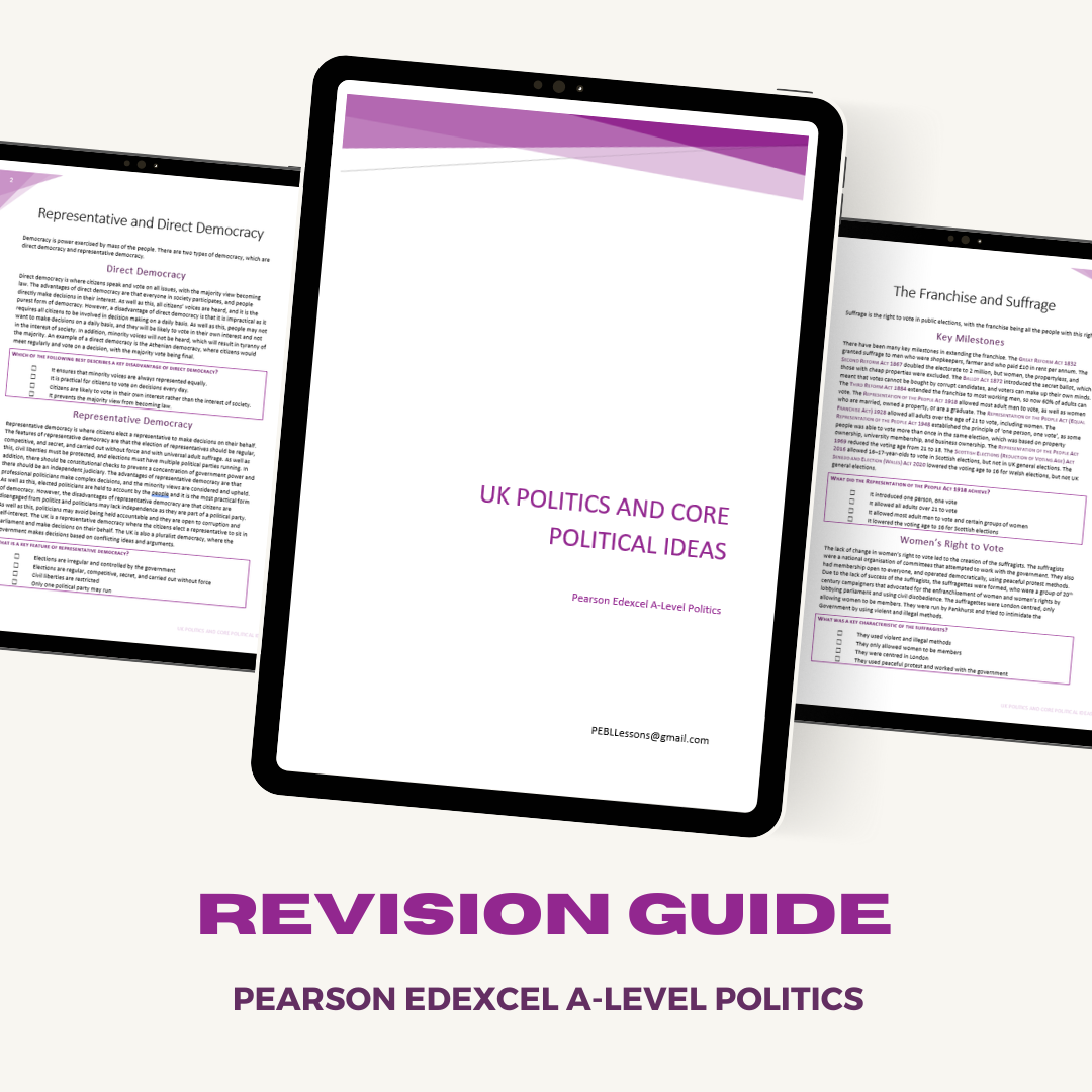 Pearson Edexcel A-Level Politics Revision Guide | UK Politics and Core ...
