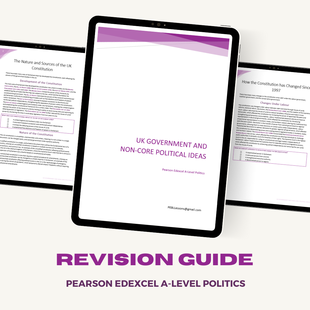 Pearson Edexcel A-Level Politics Revision Guide | UK Government and Non-Core Political Ideas