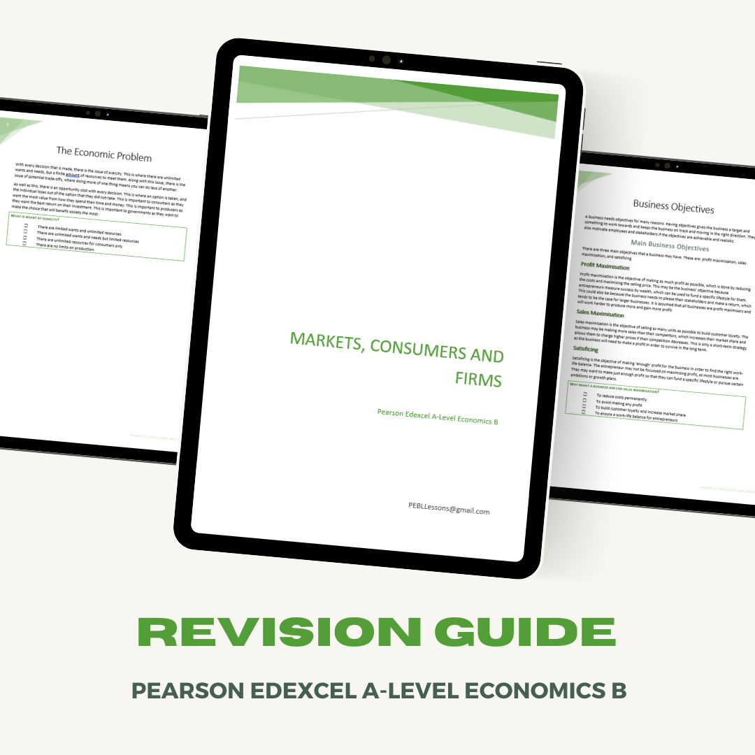 Pearson Edexcel A-Level Economics B Revision Guide | Markets, Consumers and Firms
