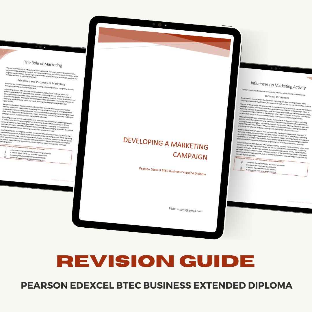 Pearson Edexcel BTEC Business Extended Diploma Revision Guide | Developing a Marketing Campaign
