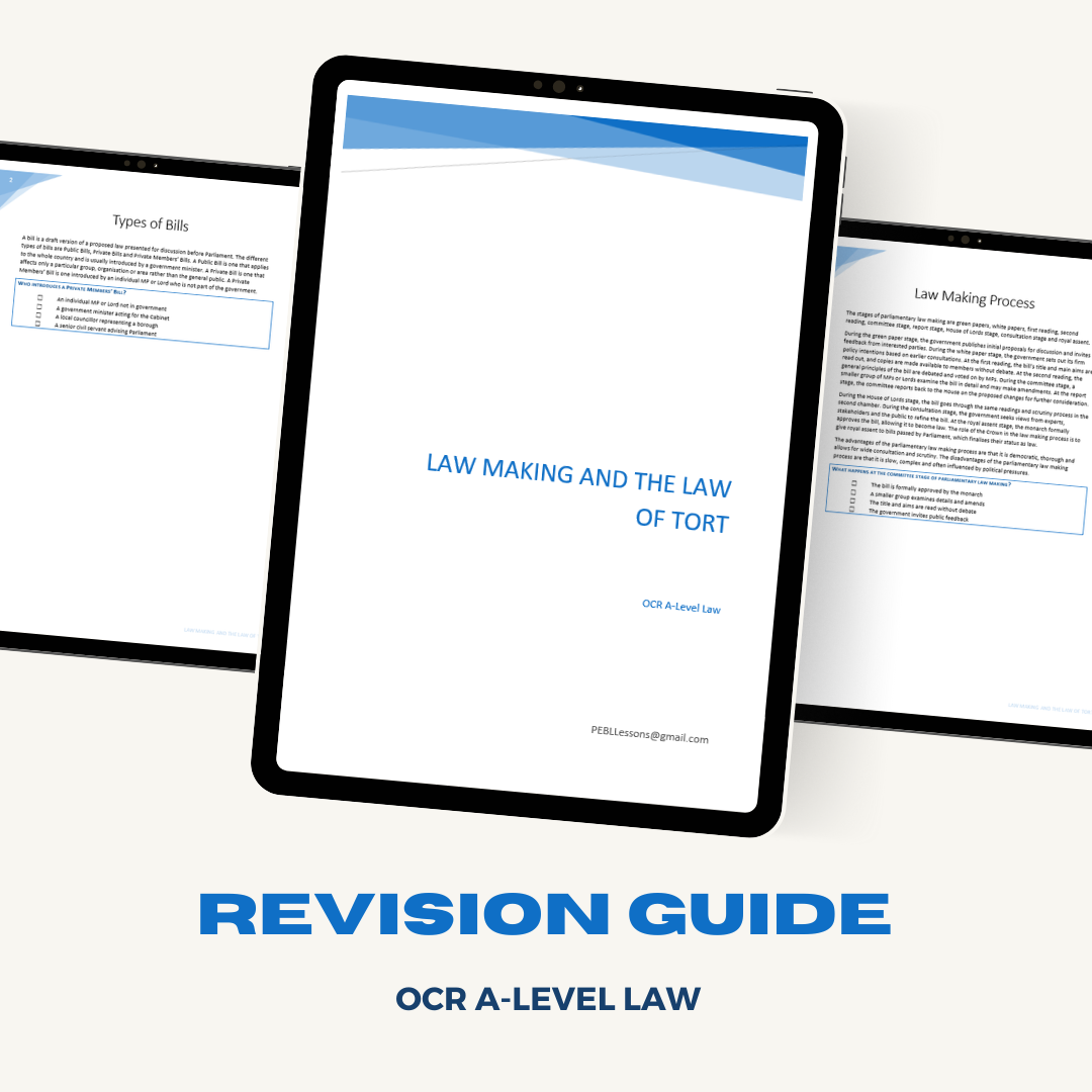 OCR A-Level Law Revision Guide | Law Making and the Law of Tort