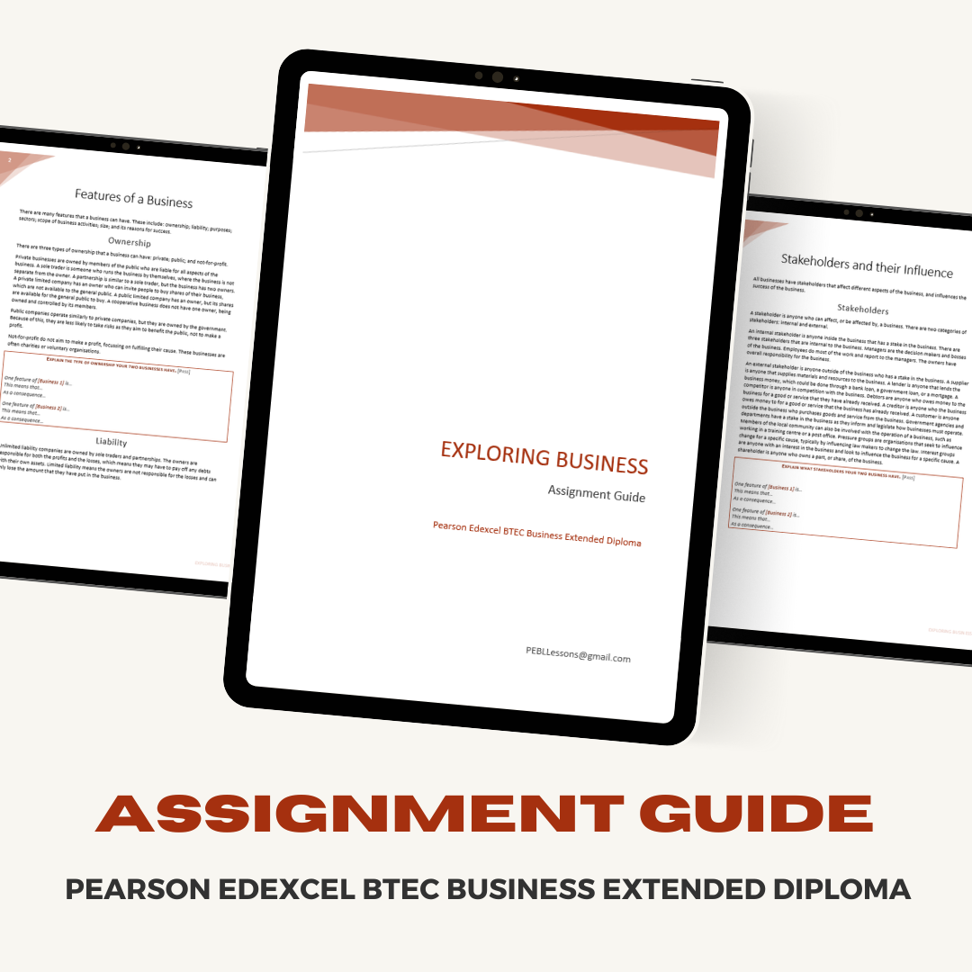 Pearson Edexcel BTEC Business Extended Diploma Assignment Guide | Exploring Business