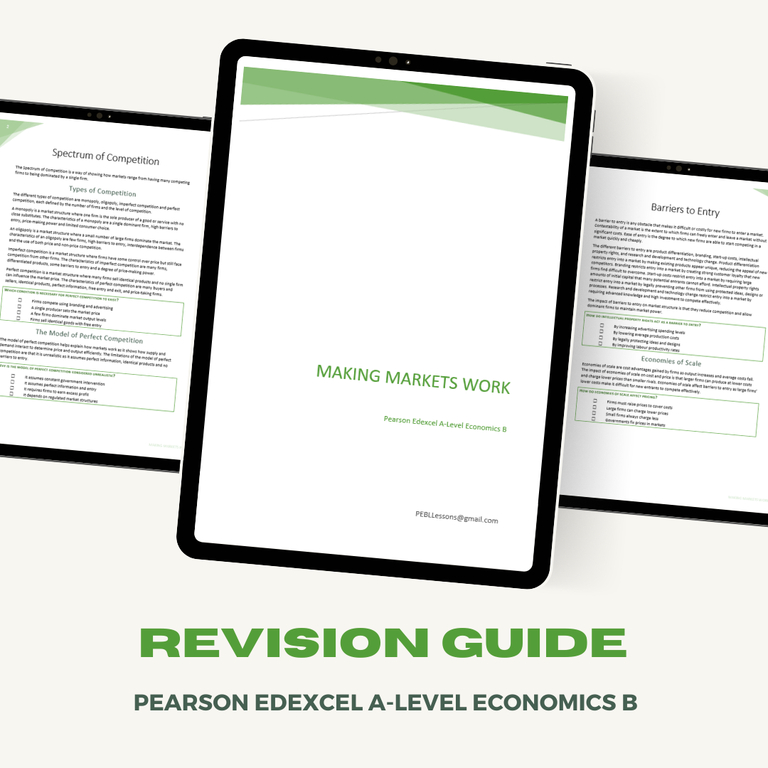 Pearson Edexcel A-Level Economics B Revision Guide | Making Markets Wo ...