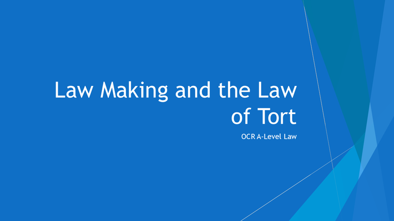 Law Making and the Law of Tort